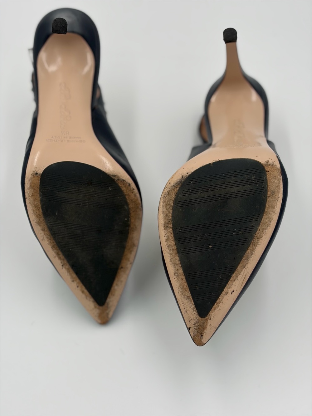Brooks Brothers Navy Leather Rhinestone Slingback Pumps Heels 8.5 - Picture 6 of 9